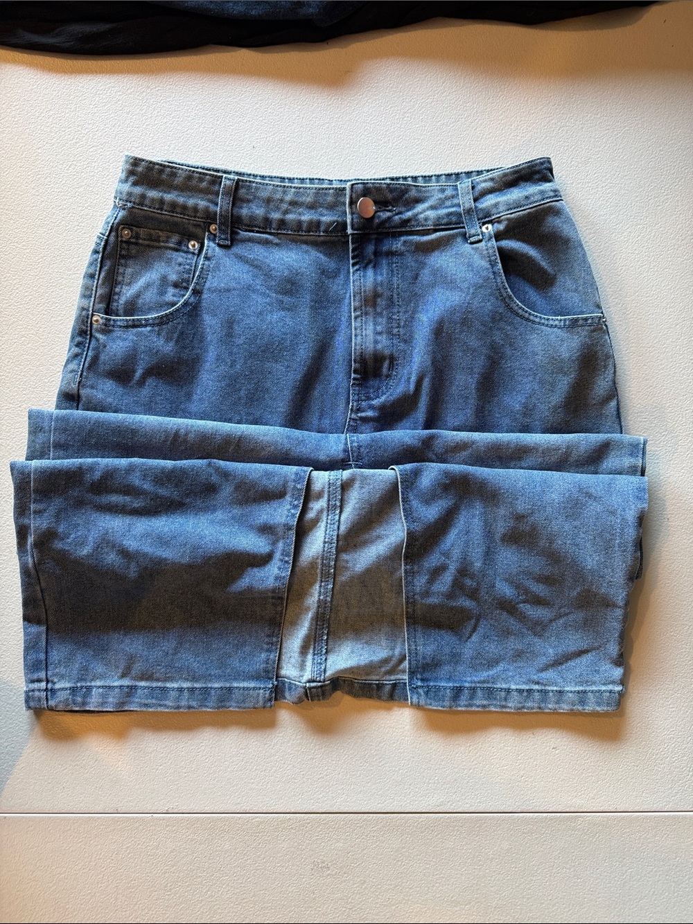Rachel Zoe High-Waist Blue Denim Skirt size 12, 35" long